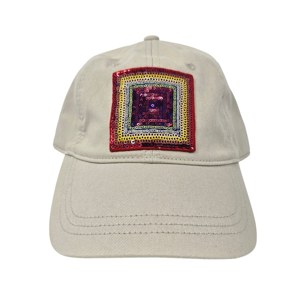 Christopher John Rogers x J Crew Beige Sequin Patch Baseball Cap Hat Collab